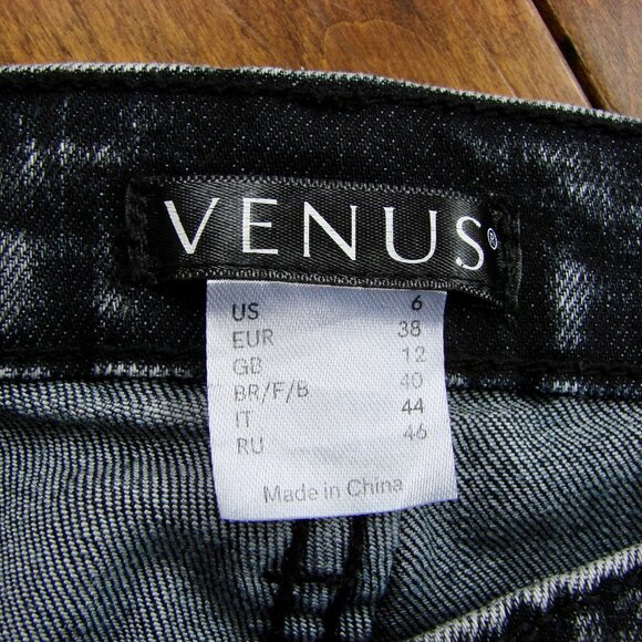 Flare Jeans Pearl Detailing Raw Hem Black Gray Boho Hippie Festival Wide Leg 6 - Picture 3 of 15